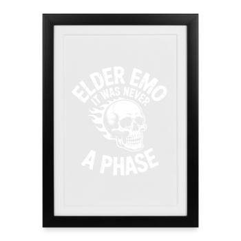 Elder Emo Skull Flame It Was Never a Phase - Framed poster (27 × 37 cm) - black - Front