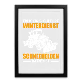 Snow plough TRUCKING CULTURE WINTER SERVICE Funny - Framed poster (27 × 37 cm) - black - Front