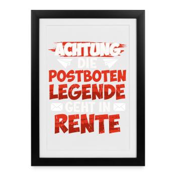 Retraite ATTENTION LA LÉGENDE DU FACTEUR PREND SA RETRAITE - Affiche encadrée (27 × 37 cm) - noir - Devant