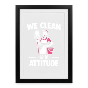 Motif de l’équipe de nettoyage - Affiche encadrée (27 × 37 cm) - noir - Devant