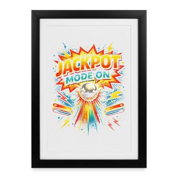 Mode jackpot joueur de flipper de flipper activé - Affiche encadrée (27 × 37 cm) - noir - Devant