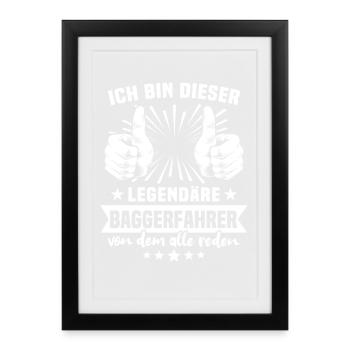 Légende du conducteur d’excavatrice - Affiche encadrée (27 × 37 cm) - noir - Devant