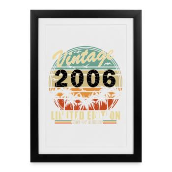 20e anniversaire. Né en 2006 : Idée de cadeau - Affiche encadrée (27 × 37 cm) - noir - Devant
