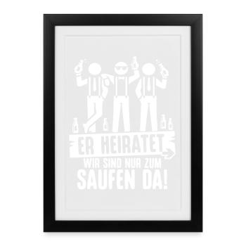 Enterrement de vie de garçon T-shirt Homme Homme Che-shirt de célibataire - Affiche encadrée (27 × 37 cm) - noir - Devant