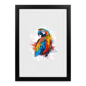 Color Explosion Parrot Illustration - Framed poster (27 × 37 cm) - black - Front