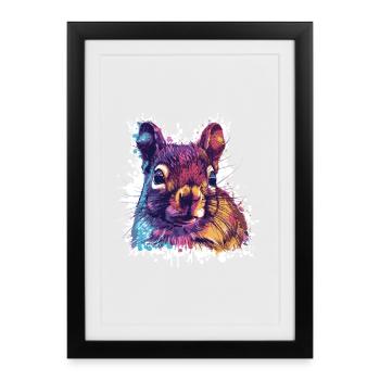 Color Contrast Squirrel PopArt - Framed poster (27 × 37 cm) - black - Front