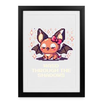 À travers l’ombre avec WASD | Ambiance gothique - Affiche encadrée (27 × 37 cm) - noir - Devant
