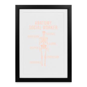 Citation d’assistant social Anatomie Travail social - Affiche encadrée (27 × 37 cm) - noir - Devant