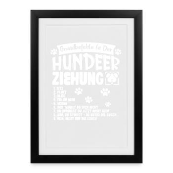 Basic Commands of Dog Training Dog Motif - Framed poster (27 × 37 cm) - black - Front