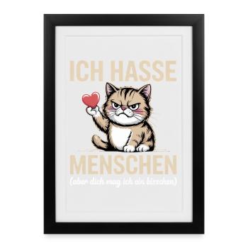 Je déteste les gens – je t’aime toujours bien - Affiche encadrée (27 × 37 cm) - noir - Devant
