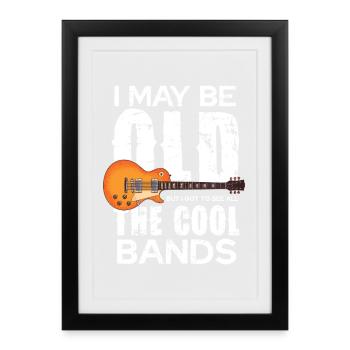 Vieille mais rock : guitare des groupes - Affiche encadrée (27 × 37 cm) - noir - Devant