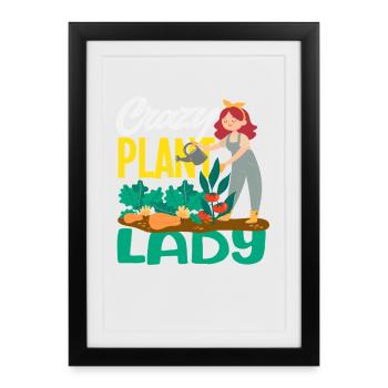 Passionnée de plantes Femme Jardinière drôle - Affiche encadrée (27 × 37 cm) - noir - Devant