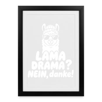 Lama Drama Non Merci - Affiche encadrée (27 × 37 cm) - noir - Devant