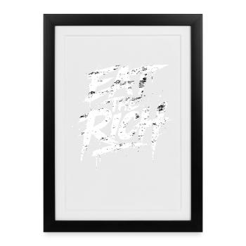 Eat the Rich Graffiti Slogan - Affiche encadrée (27 × 37 cm) - noir - Devant