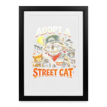 Adoptez un chat errant - Affiche encadrée (27 × 37 cm) - noir - Devant