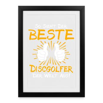 Discgolfer Geschenkidee - Gerahmtes Poster (27 × 37 cm) - Schwarz - Vorne