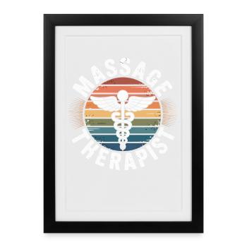 Retro Rainbow Massage Logo - Framed poster (27 × 37 cm) - black - Front