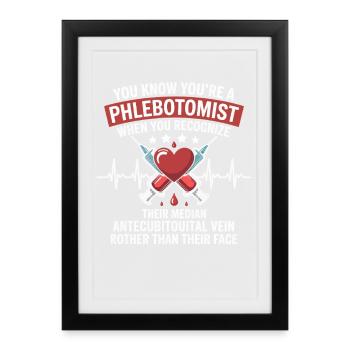 T-shirt à cœur de phlébotomiste - Affiche encadrée (27 × 37 cm) - noir - Devant