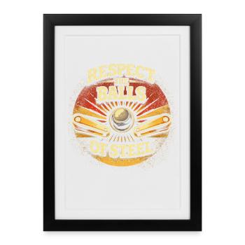 Joueur de flipper, Respecte les Boules d’Acier - Affiche encadrée (27 × 37 cm) - noir - Devant