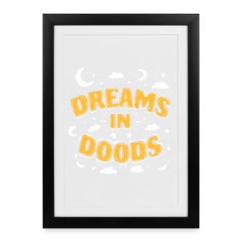 Doodle Doodle dessinant des rêves dans Doods - Affiche encadrée (27 × 37 cm) - noir - Devant