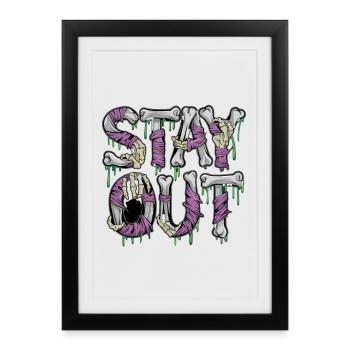 Stay Out Skeleton Bone Horror Saying Horror - Framed poster (27 × 37 cm) - black - Front