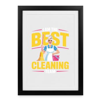 Motif humoristique domestique de l’équipe de ménage - Affiche encadrée (27 × 37 cm) - noir - Devant