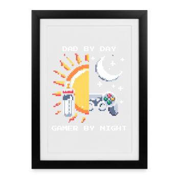 Dad by day, gamer by night | Family life - Framed poster (27 × 37 cm) - black - Front