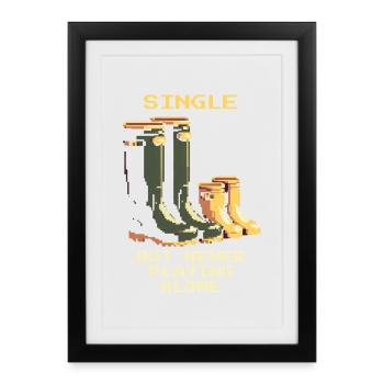 Célibataire, mais jamais seul | Parent célibataire - Affiche encadrée (27 × 37 cm) - noir - Devant