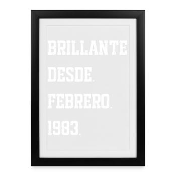 Date de naissance : février 1983 - Affiche encadrée (27 × 37 cm) - noir - Devant
