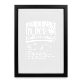 Basic Commands of Dog Training Dog Motif - Framed poster (27 × 37 cm) - black - Front