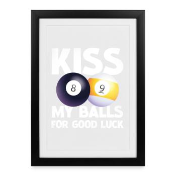 Humour de billard : Duo Lucky Balls - Affiche encadrée (27 × 37 cm) - noir - Devant