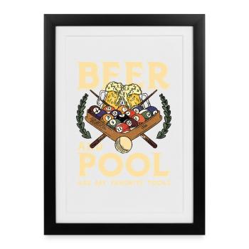 Beer and pool – favorite tools - Framed poster (27 × 37 cm) - black - Front