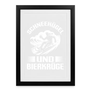 Rodel Piste SCHNEEHÜGEL UND BIERKRÜGE LUSTIG - Gerahmtes Poster (27 × 37 cm) - Schwarz - Vorne