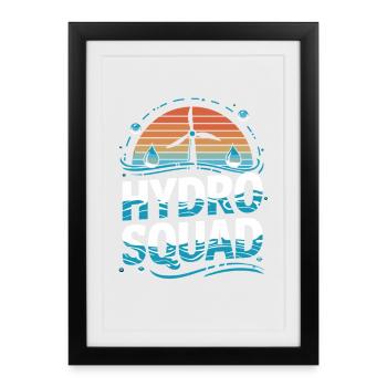 Hydro Squad Énergie Renouvelable Hydroélectricité - Affiche encadrée (27 × 37 cm) - noir - Devant