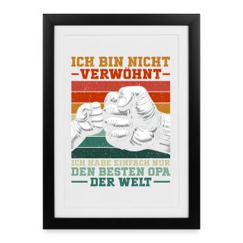 Je n’ai que le meilleur grand-père du monde rétro - Affiche encadrée (27 × 37 cm) - noir - Devant