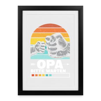 Grand-père, s’il te plaît, attends, bébé, grand-père, papa, grands-parents. - Affiche encadrée (27 × 37 cm) - noir - Devant