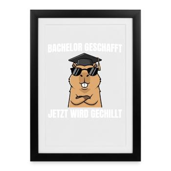 Bachelor Completed - Capybara Bachelor's Exam - Framed poster (27 × 37 cm) - black - Front
