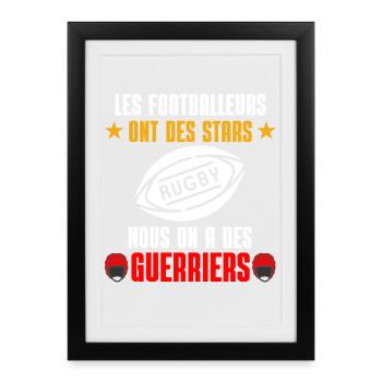 Rugby Guerriers vs Stars - Affiche encadrée (27 × 37 cm) - noir - Devant