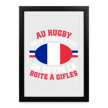 Rugby Boîte à Gifles - Affiche encadrée (27 × 37 cm) - noir - Devant