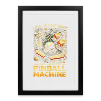 Joueur de flippers machine à flipper - Affiche encadrée (27 × 37 cm) - noir - Devant
