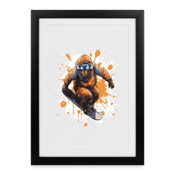 Bison Snowboard - Affiche encadrée (27 × 37 cm) - noir - Devant