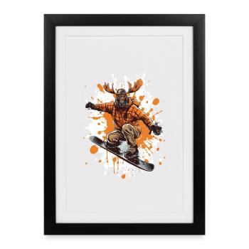 Moose Snowboard - Framed poster (27 × 37 cm) - black - Front