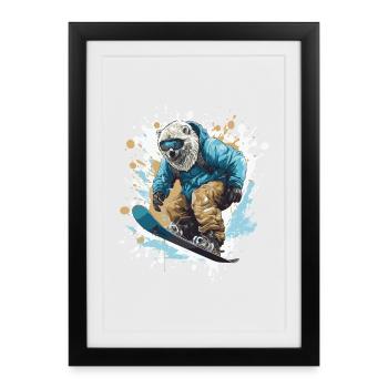 Polar Bear Snowboard Polar Bear - Framed poster (27 × 37 cm) - black - Front