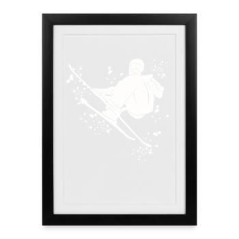 Ski alpin Sports d’hiver Ski nordique - Affiche encadrée (27 × 37 cm) - noir - Devant