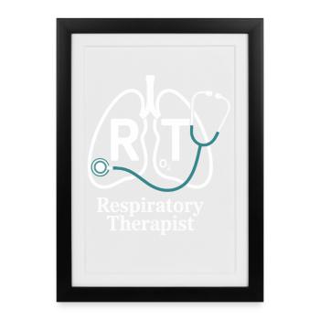 Stéthoscope pulmonaire Logo RT de thérapie respiratoire - Affiche encadrée (27 × 37 cm) - noir - Devant