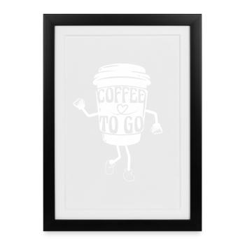 Coffee Saying Coffee To Go Cartoon Coffee Mug - Affiche encadrée (27 × 37 cm) - noir - Devant