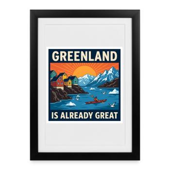 Greenland Is Already Great Kayak Landscape - Framed poster (27 × 37 cm) - black - Front