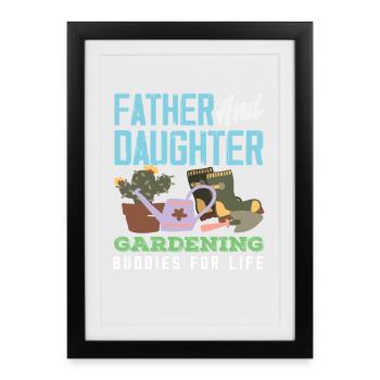 Father Daughter Gardening Garden - Framed poster (27 × 37 cm) - black - Front
