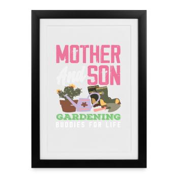 Mother Son Gardening Garden Plant Lover - Framed poster (27 × 37 cm) - black - Front