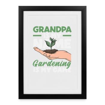 Grandpa Is My Name Gardening My Game - Framed poster (27 × 37 cm) - black - Front